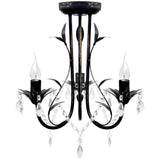 Vidaxl Chandelier Art Nouveau Perles de cristal métallique 3 ampoules noires