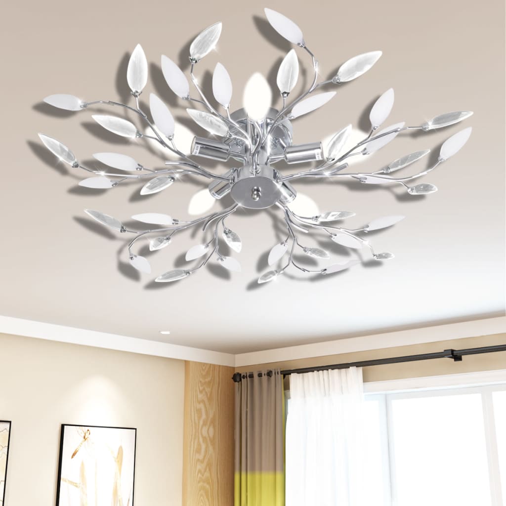 Vidaxl plafond avec feuilles de cristal de 3xe14 en acrylique