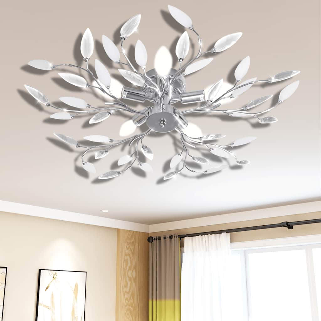 Vidaxl plafond avec feuilles de cristal de 3xe14 en acrylique