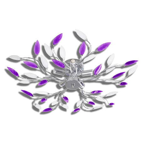 Lampe vidaxl avec des feuilles de cristal d'acrylique pour 5x e14 violet et blanc