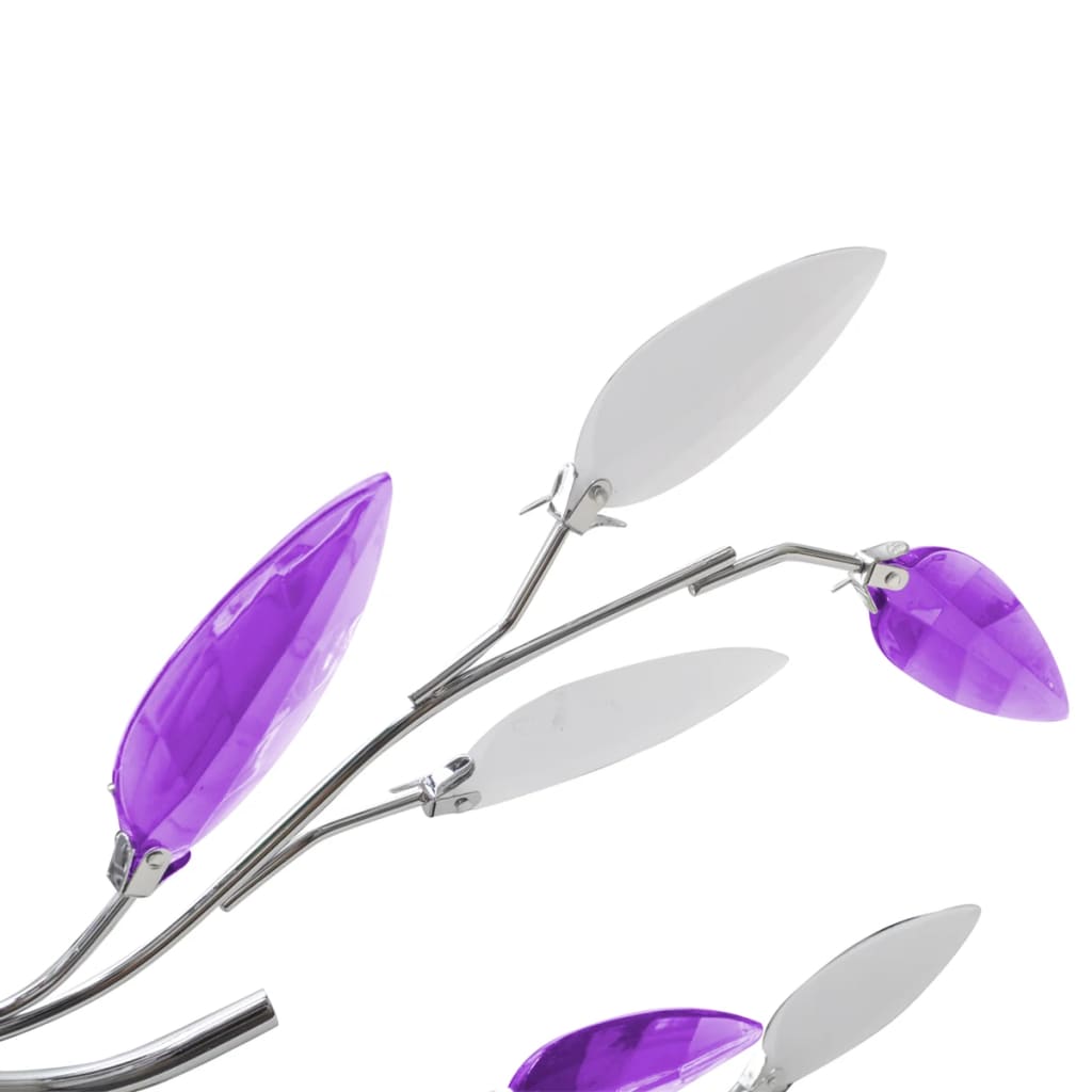 Lampe vidaxl avec des feuilles de cristal d'acrylique pour 5x e14 violet et blanc