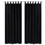 Vidaxl Micro-satin rideaux avec anneaux 140 x 175 cm 2 pièces (noir)