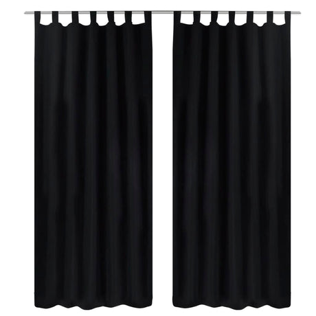 Vidaxl Micro-satin rideaux avec anneaux 140 x 175 cm 2 pièces (noir)
