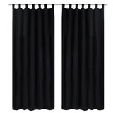 Vidaxl Micro-satin rideaux avec anneaux 140 x 225 cm 2 pièces (noir)