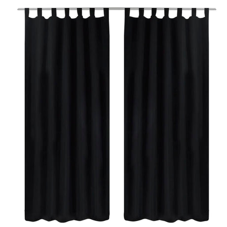 Vidaxl Micro-satin rideaux avec anneaux 140 x 225 cm 2 pièces (noir)