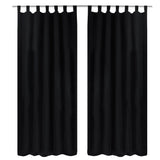 Vidaxl Micro-satin rideaux avec anneaux 140 x 245 cm 2 pièces (noir)
