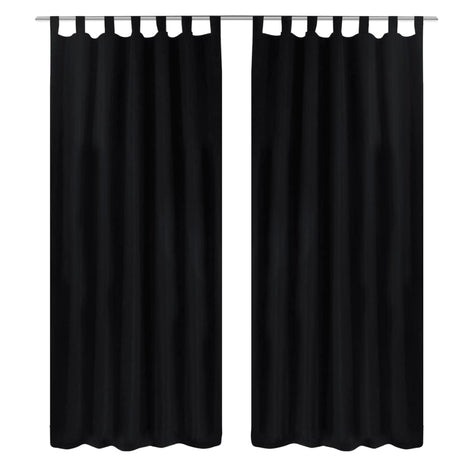 Vidaxl Micro-satin rideaux avec anneaux 140 x 245 cm 2 pièces (noir)