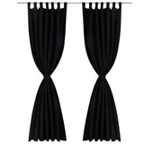 Vidaxl Micro-satin rideaux avec anneaux 140 x 245 cm 2 pièces (noir)
