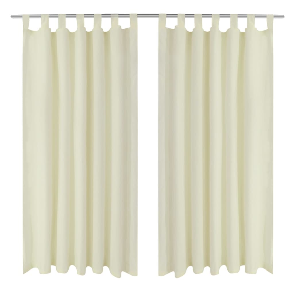 Vidaxl rideaux micro-satin avec anneaux 140 x 175 cm 2 pièces (crème)