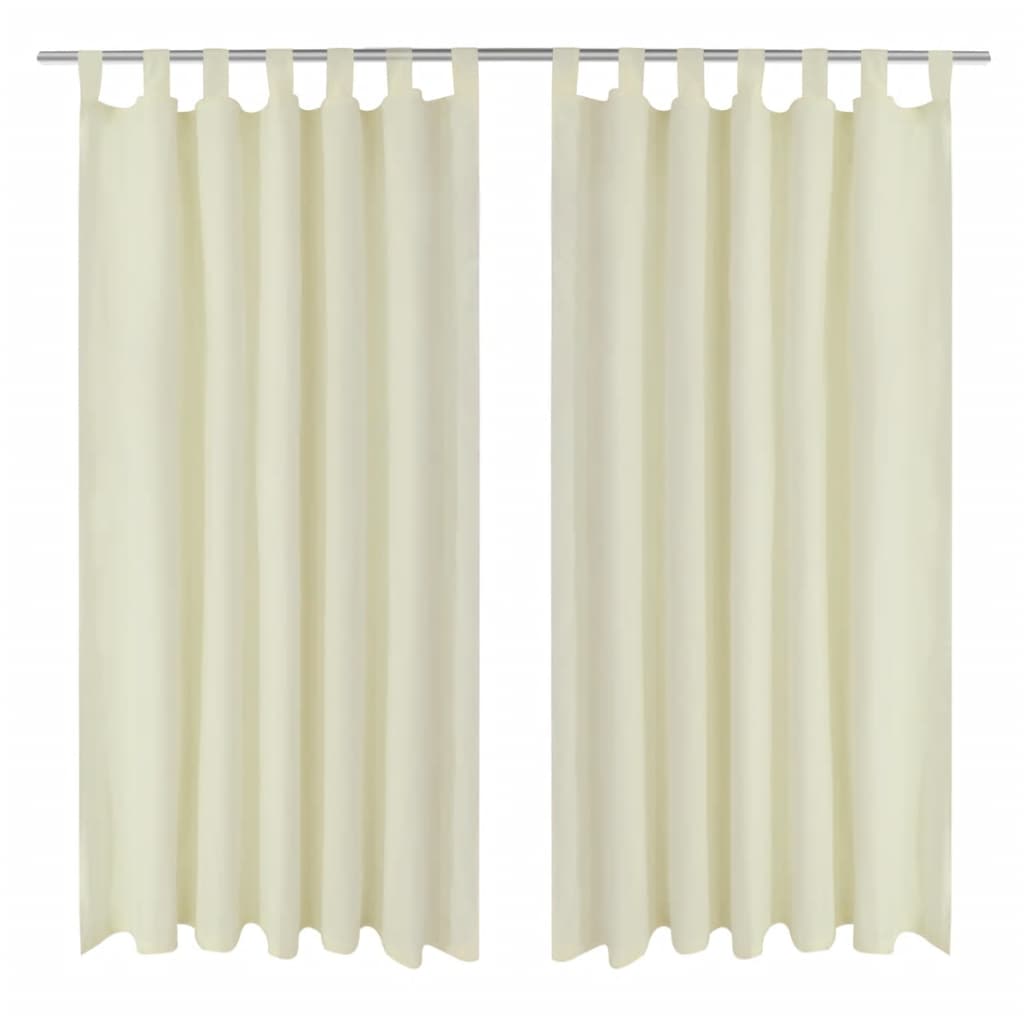 VidaXL rideaux micro satin avec anneaux 140 x 225 cm 2 pièces (crème)