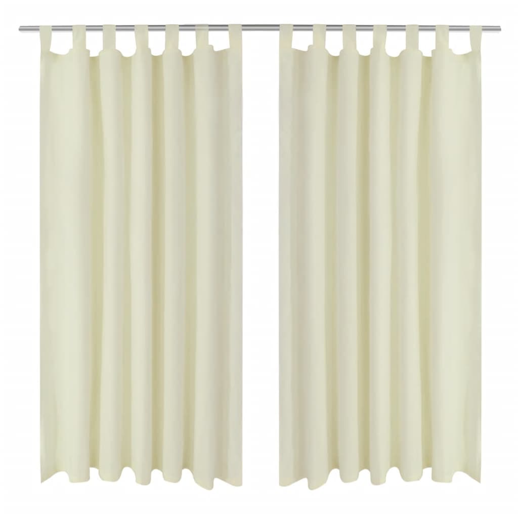 Cortinas de micro-satina Vidaxl con anillos 140 x 225 cm 2 piezas (crema)