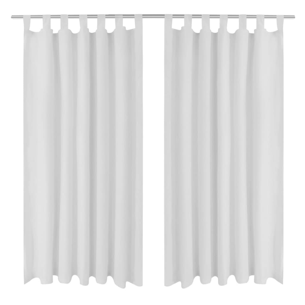 Cortinas de micro-satina Vidaxl con anillos 140 x 245 cm 2 piezas (blanco)