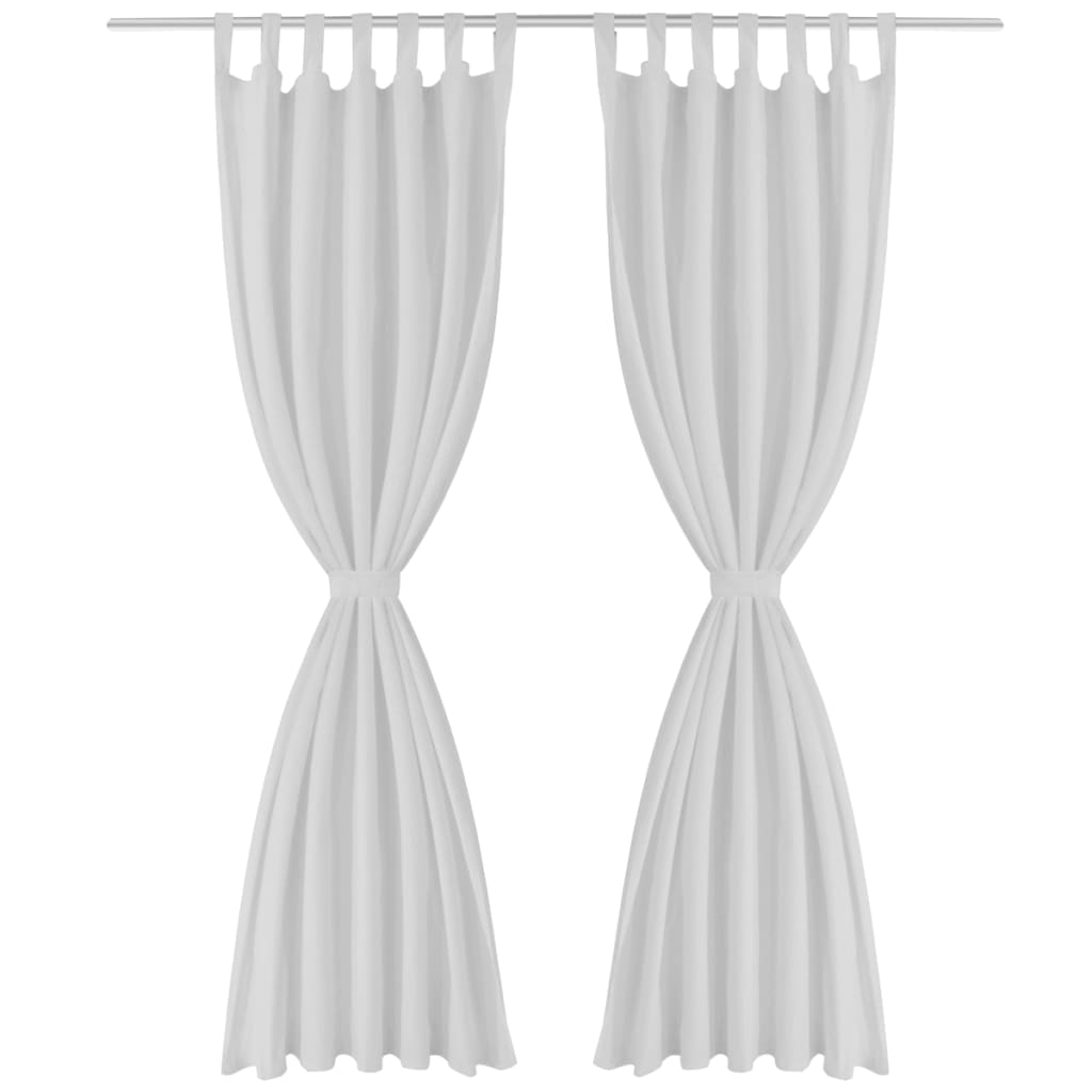 Cortinas de micro-satina Vidaxl con anillos 140 x 245 cm 2 piezas (blanco)