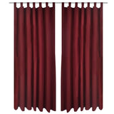 Vidaxl Micro-satin rideaux avec anneaux 140 x 175 cm 2 pièces (rouge à vin)