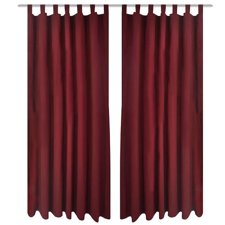 Vidaxl Micro-satin rideaux avec anneaux 140 x 175 cm 2 pièces (rouge à vin)