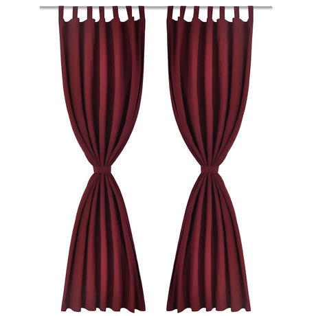 Vidaxl Micro-satin rideaux avec anneaux 140 x 175 cm 2 pièces (rouge à vin)