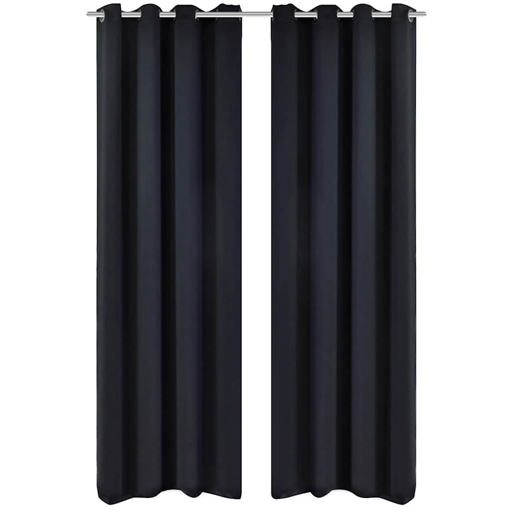 Rideaux vidaxl avec anneaux métalliques 135 x 245 cm 2 pièces (noir)