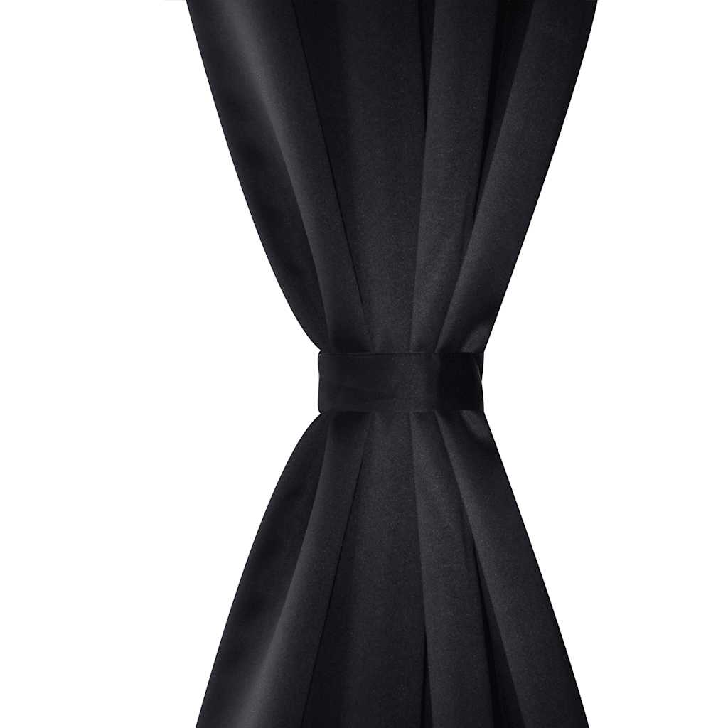 Rideaux vidaxl avec anneaux métalliques 135 x 245 cm 2 pièces (noir)