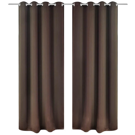 Rideaux vidaxl avec anneaux en métal 135 x 245 cm 2 pièces (marron)