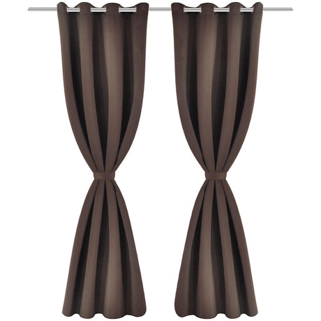 Rideaux vidaxl avec anneaux en métal 135 x 245 cm 2 pièces (marron)