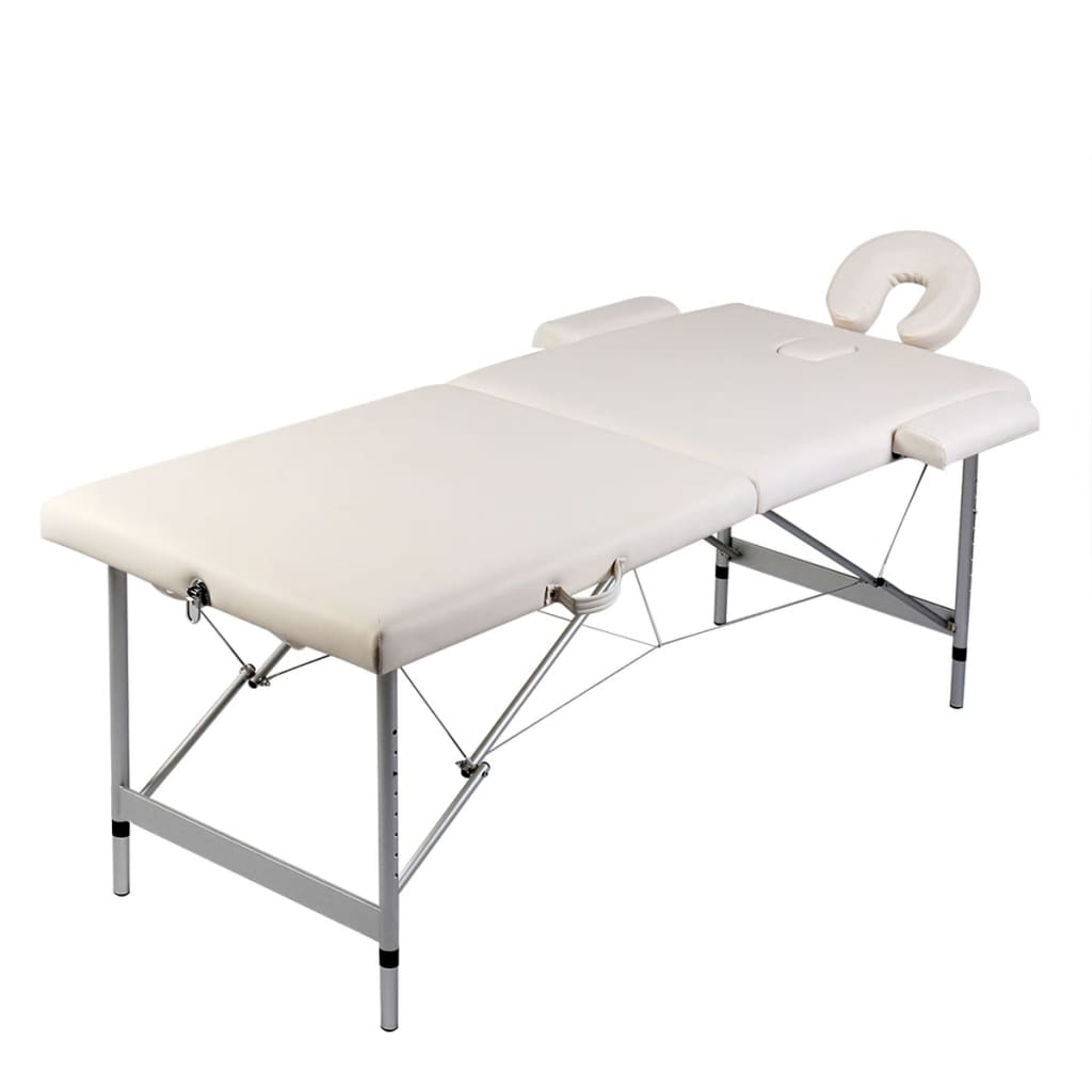 Vidaxl massage table with 2 zones folding aluminum frame cream white