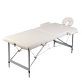 Vidaxl massage table with 2 zones folding aluminum frame cream white