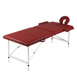 Vidaxl massage table with 2 zones folding aluminum frame red