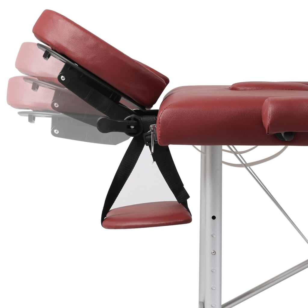 Vidaxl massage table with 2 zones folding aluminum frame red