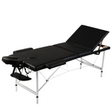 Vidaxl sammenfoldelig massage Tabel 3 Zoner med aluminiumsramme (sort)