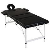 Vidaxl sammenfoldelig massage Tabel 3 Zoner med aluminiumsramme (sort)