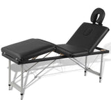 Vidaxl massage table with 4 zones folding aluminum frame black