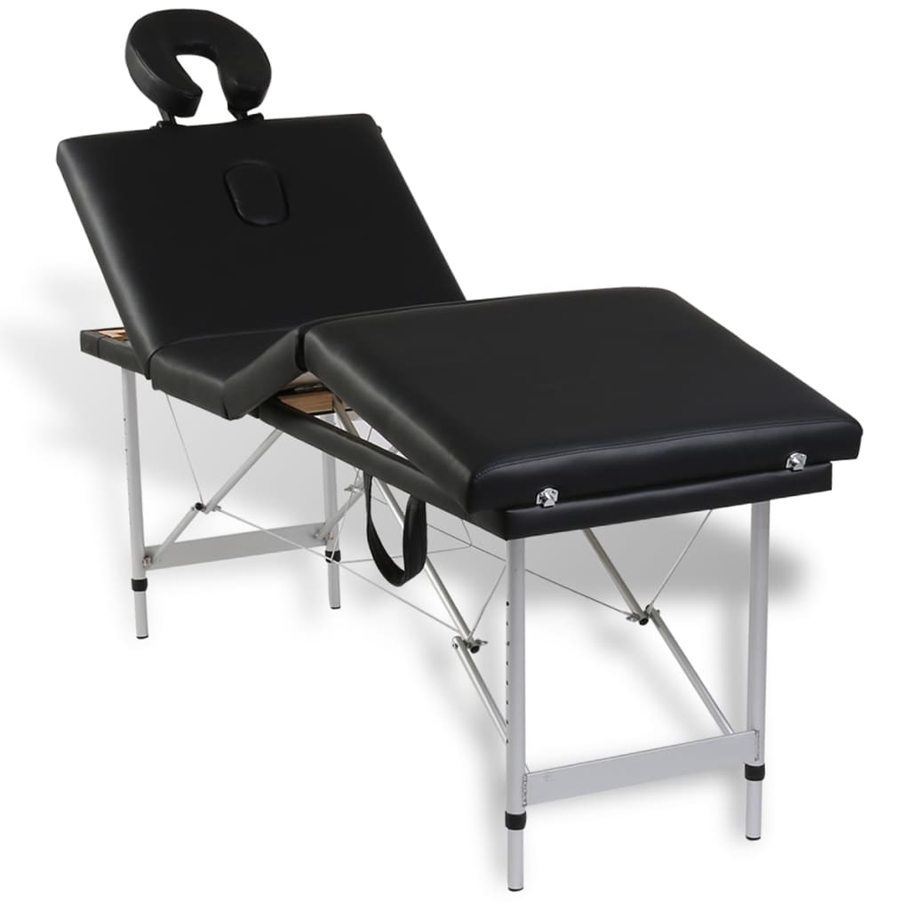 Vidaxl Massage Table con 4 zone pieghevole cornice in alluminio nero