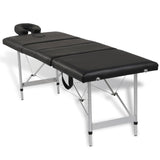 Vidaxl Massagebord med 4 zoner vikande aluminiumram svart