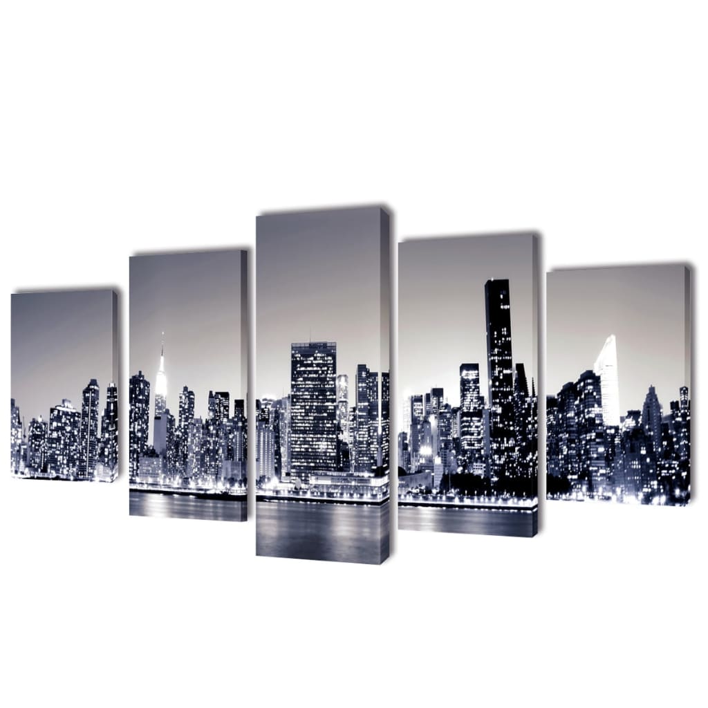 Vidaxl Canvas Pressione murale set monocromatico York Skyline 100 x 50 cm