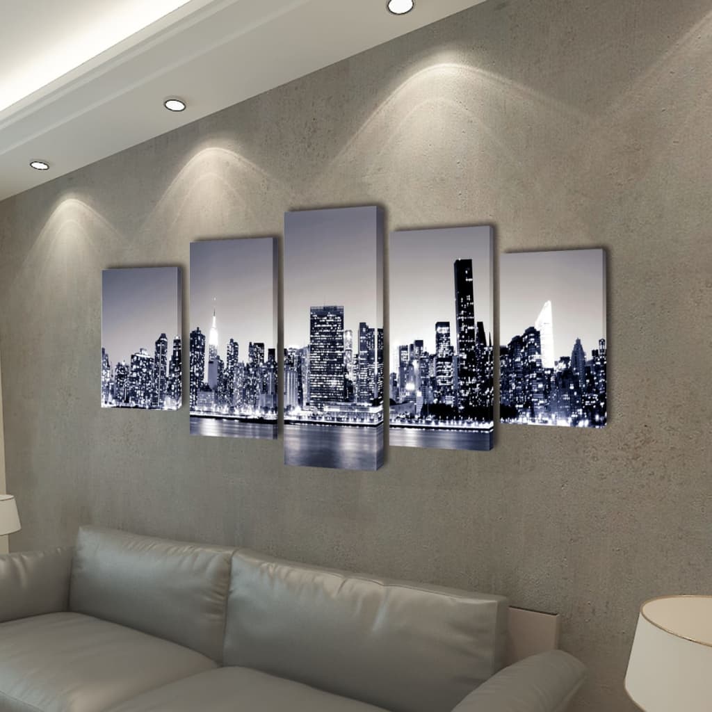 Vidaxl lerret veggtrykk sett monokrom york skyline 100 x 50 cm