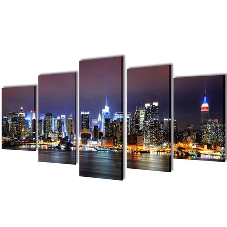 Vidaxl Canvas Wall Print Set Colorful New York Skyline 100 x 50 cm