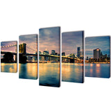 Vidaxl lerret Veggtrykkssett Brooklyn Bridge River View 200 x 100 cm