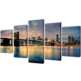 Vidaxl Canvas Wall Pressure Set Brooklyn Bridge River View 200 x 100 cm