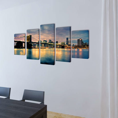 Vidaxl Canvas Wall Pressure Set Brooklyn Bridge River View 200 x 100 cm
