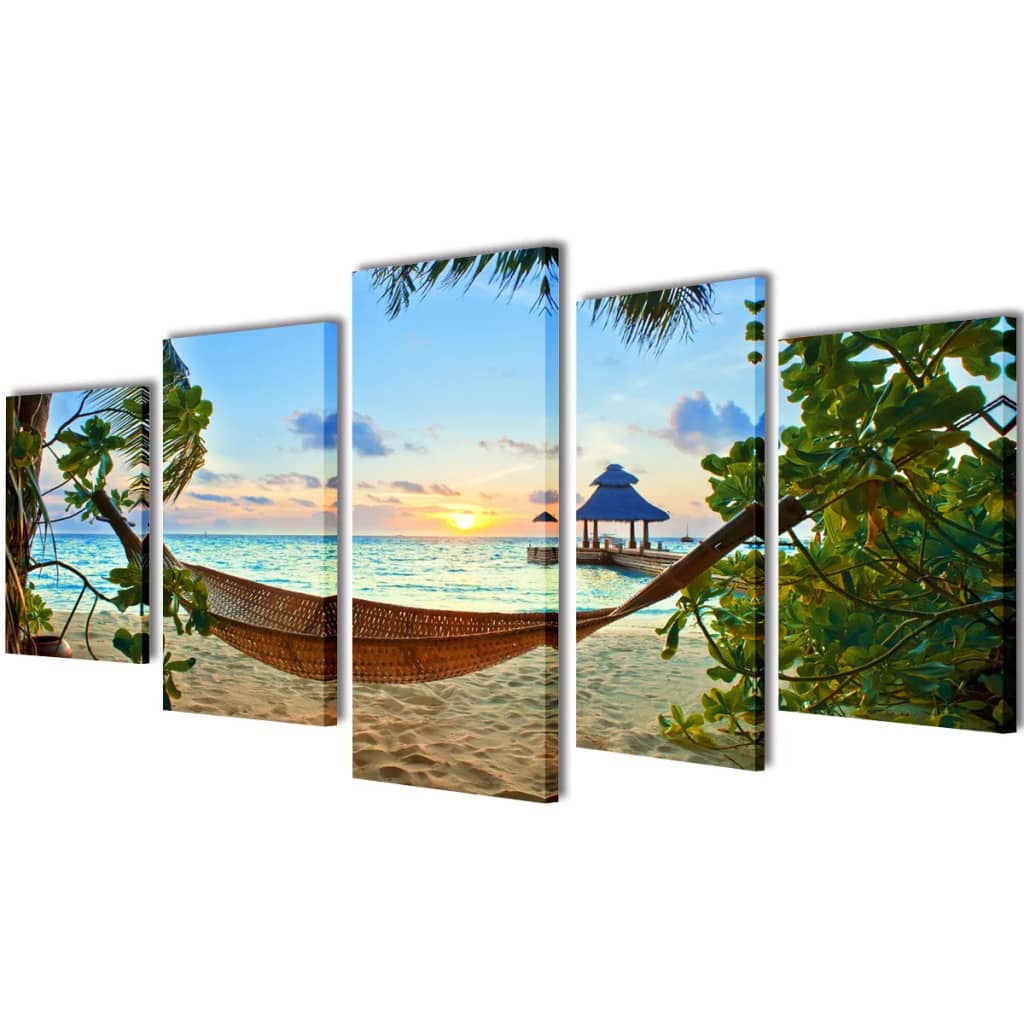 Vidaxl Canvas Wall Pressure Say Sandy Beach con amaca 200 x 100 cm