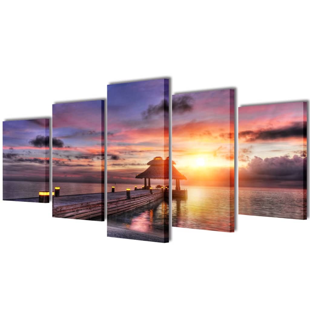 Vidaxl Canvas Wall Pressure Say Sandy beach with Pavilion 200 x 100 cm