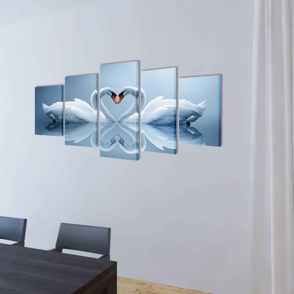 Vidaxl Canvas Wall Set Swan 200 x 100 cm