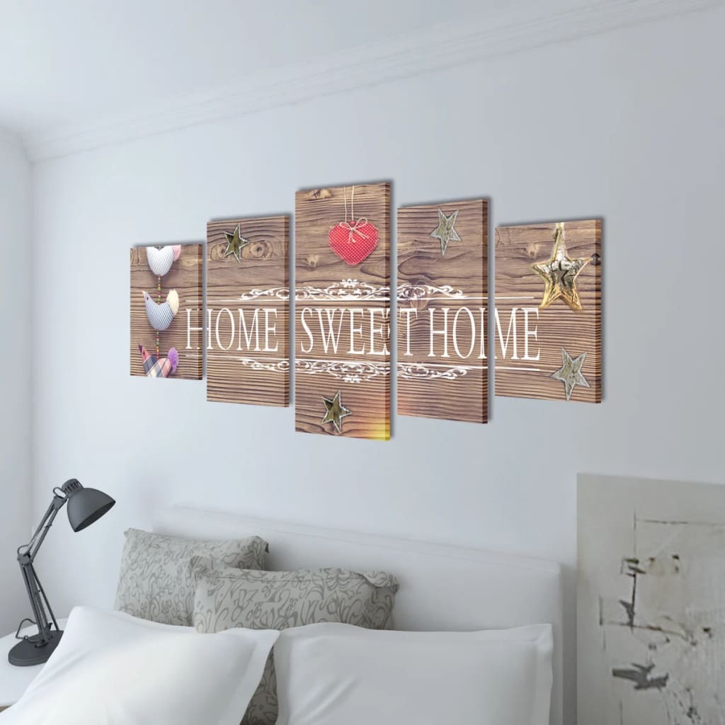 Vidaxl Canvas Wall pressure print Set Home Sweet Home 100 x 50 cm