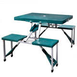 Vidaxl Camping Table With Four Chairs Extra Light Aluminum Collapsible (Green)