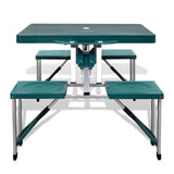 Vidaxl Camping Table With Four Chairs Extra Light Aluminum Collapsible (Green)