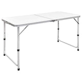Table de camping Vidaxl pliable et réglable en aluminium 120x60 cm