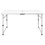 Table de camping Vidaxl pliable et réglable en aluminium 120x60 cm