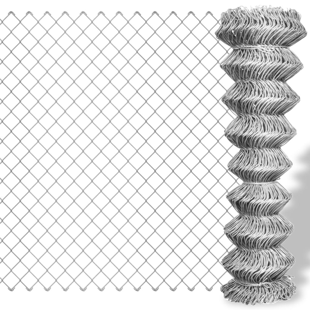 Vidaxl -Netzzaun 15x1,25 m verzinktes Stahl Silber gefärbt