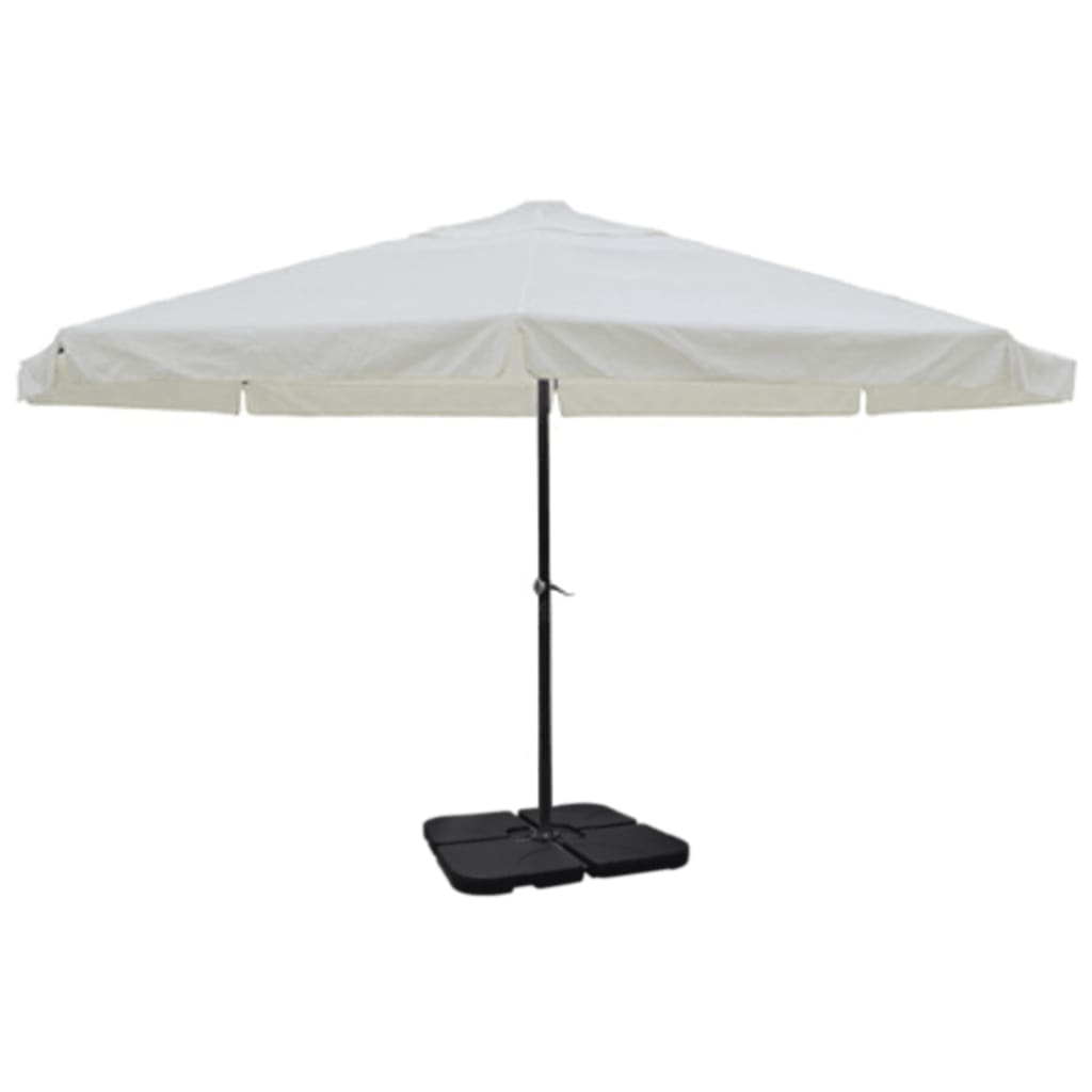 Vidaxl Parasol s prenosnim osnovnim aluminijem (belo)