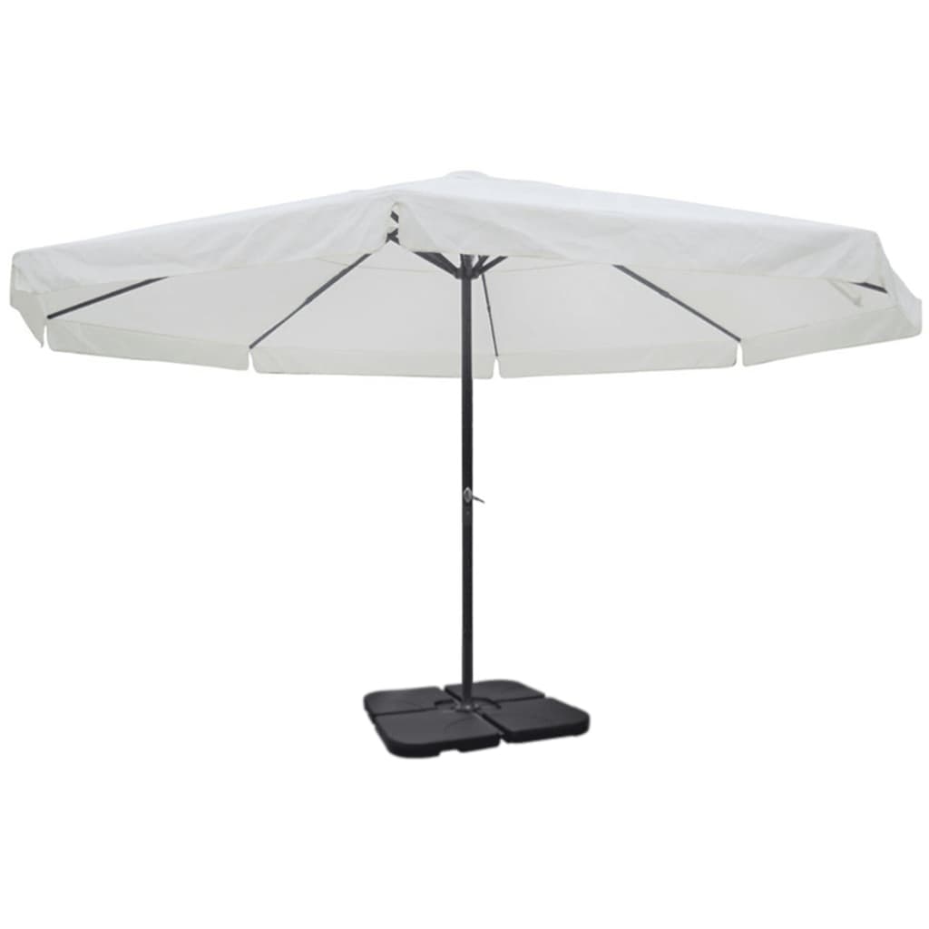 Vidaxl Parasol s prenosnim osnovnim aluminijem (belo)